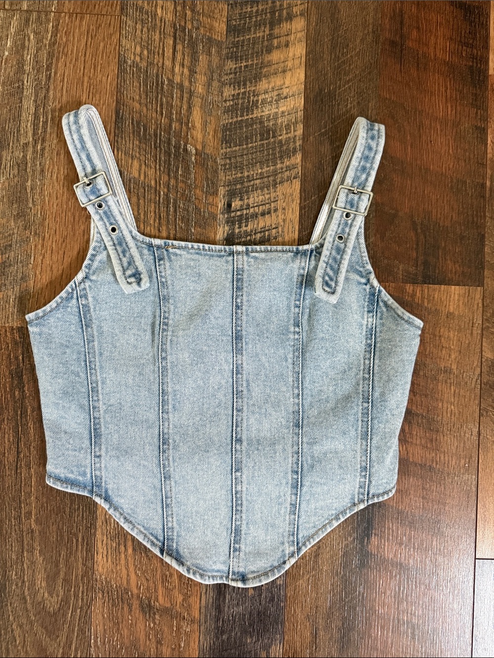 Light Wash Denim Corset Tank Top